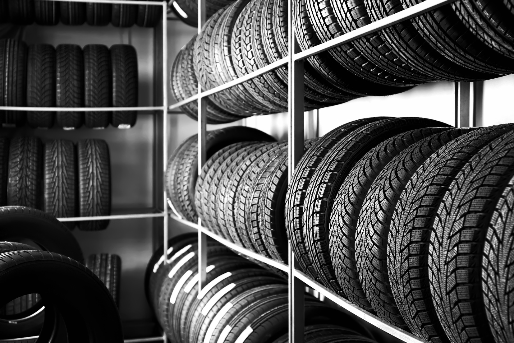 Car Tires in Automobile Store